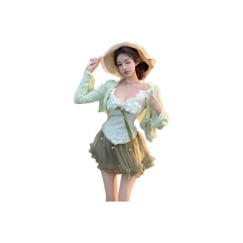 Flowers In Water Skirt Set Women's-0