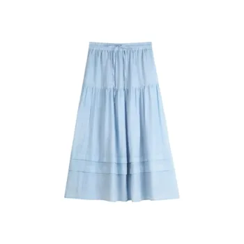 SOLIGHTER Casual Long Skirt Women's Sea Salt Blue