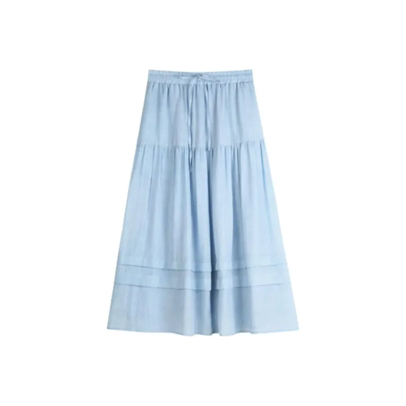 SOLIGHTER Casual Long Skirt Women's Sea Salt Blue-0