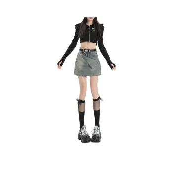 ZNZX Denim Short Skirts Women's Nano Gray