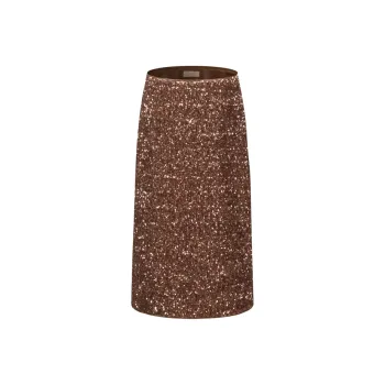 Three Quarters Casual Long Skirt Women's Brown
