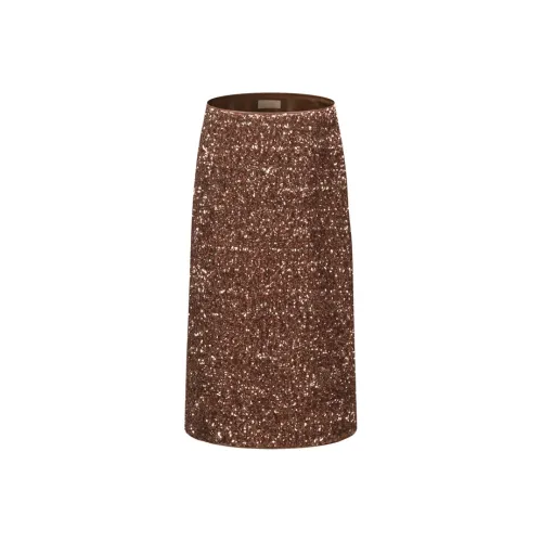 Three Quarters Casual Long Skirts Women's Brown