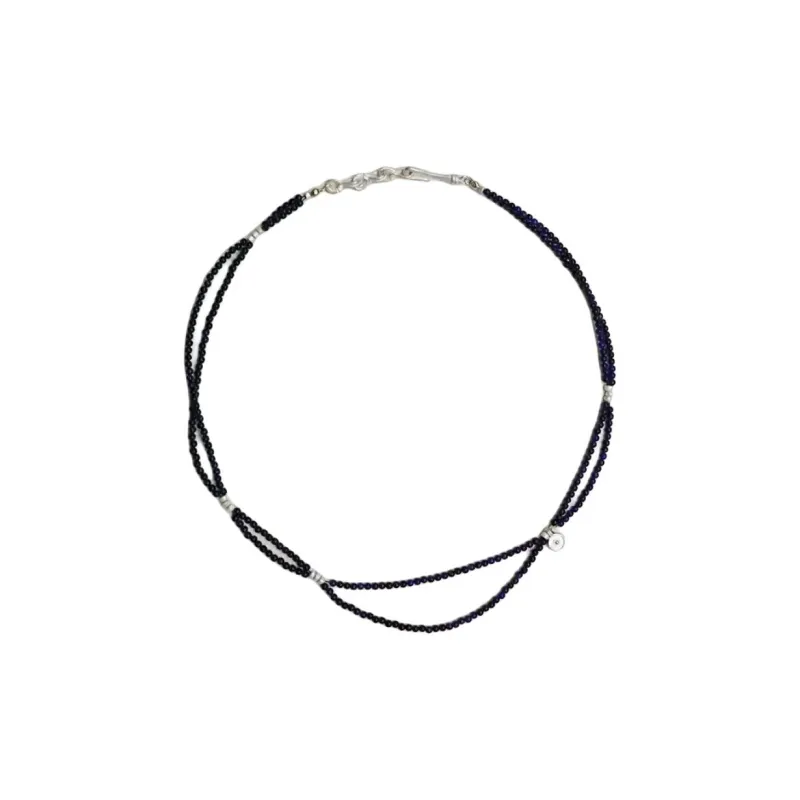 OLIO E ACETO 925 Sterling Silver Necklaces Unisex White/Dark Blue-3