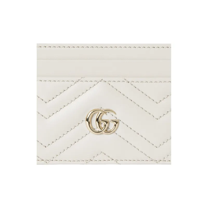 GUCCI GG Marmont Leather Card Holder Women's White-4