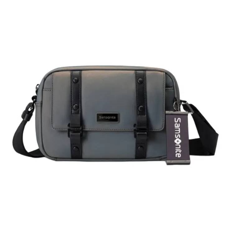 SAMSONITE Fabric Shoulder Bag, Crossbody Bag Medium Size Men's Gray Green-0
