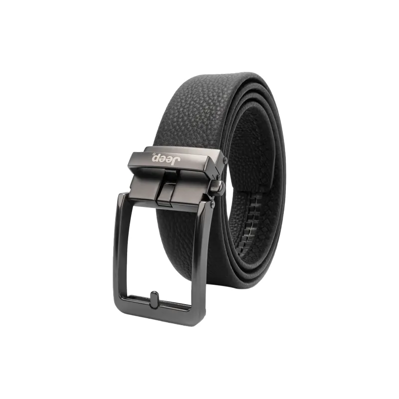 Jeep Cow Leather Belts Men's Black/Litchi Grain Black Width  3.5cm-4