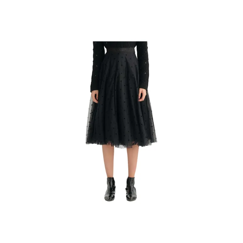 KARL LAGERFELD FW23 Casual Long Skirt Women's Black-0