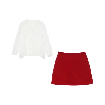 RTNH Skirt Set Women's White Red