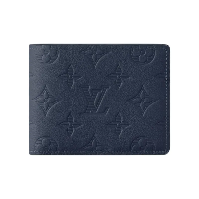 LOUIS VUITTON Multiple Embossed Cow Leather Wallet Men's Marine Blue-0