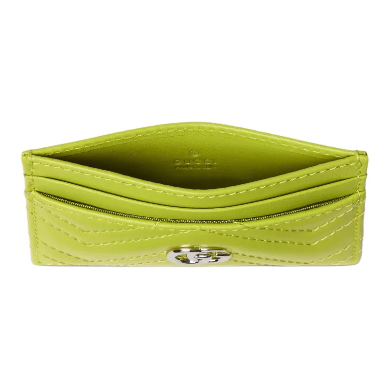 GUCCI GG Marmont Leather Card Holder Women's Green-3