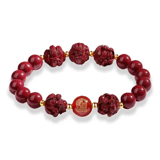 GIRATI Reconstructed Cinnabar Jade Bracelets Unisex-8