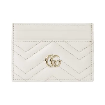 GUCCI GG Marmont Leather Card Holder Women's White
