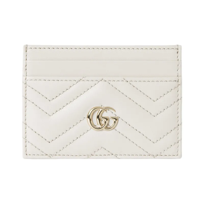 GUCCI GG Marmont Leather Card Holder Women's White-0