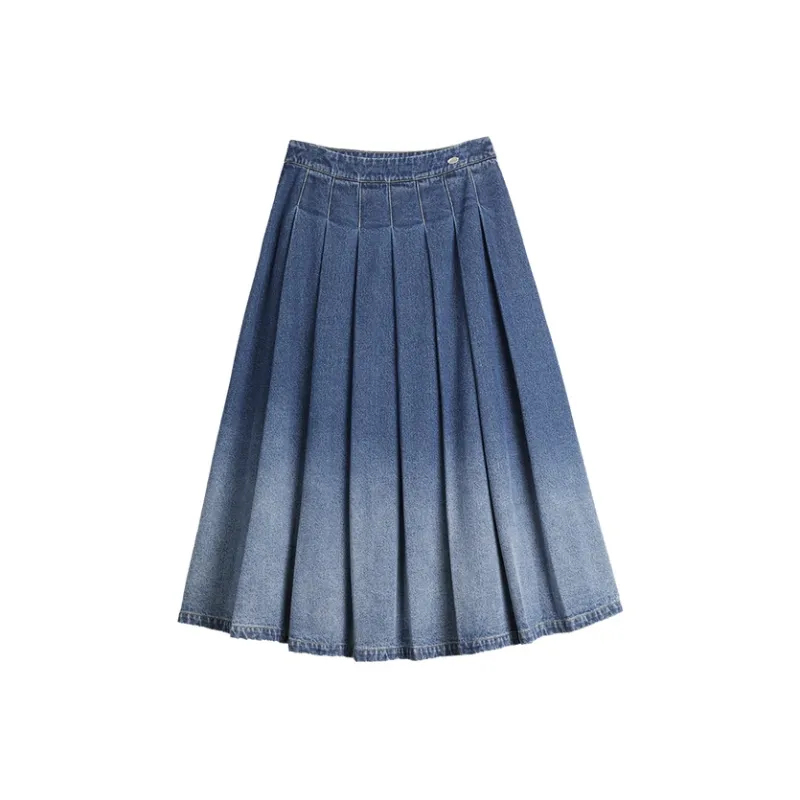 ELLE Casual Long Skirts Women's Denim Blue-0