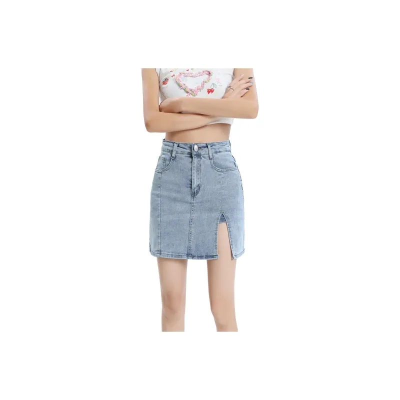 ZAZN Denim Short Skirts Women's Light Blue-0