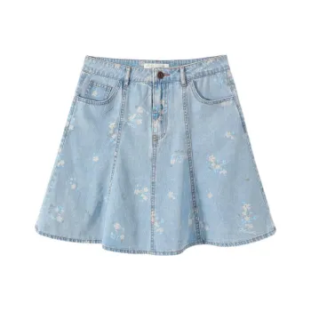 EICHITOO Denim Short Skirts Women's Light Blue Pattern