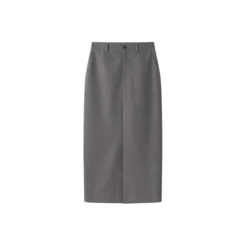 VIKTORIACHAN Casual Long Skirts Women's Gray