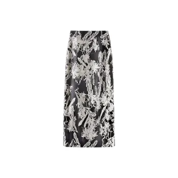 Cypress House Casual Long Skirt Women's Black Apricot Blossom
