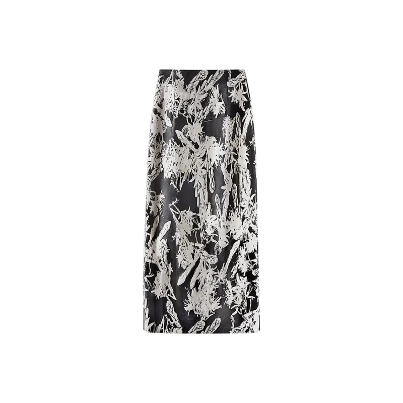 Cypress House Casual Long Skirt Women's Black Apricot Blossom-0