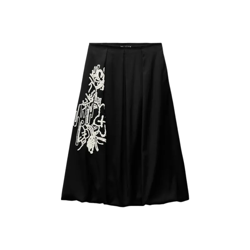 ZARA ZW Series Casual Long Skirts Women's Black-0