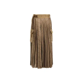 Sacai Windowpane Satin Skirt