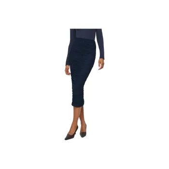 REFORMATION Effie Knit Skirt Casual Long Skirts Women's Dark Blue
