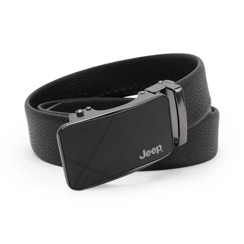 Jeep Cow Leather Belts Men's Black/Litchi Grain Black 3.5CM-6
