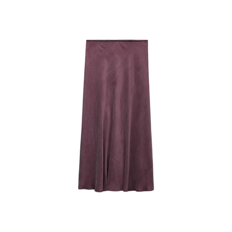 ZARA ZW Series Casual Long Skirts Women's Dark Purple-0