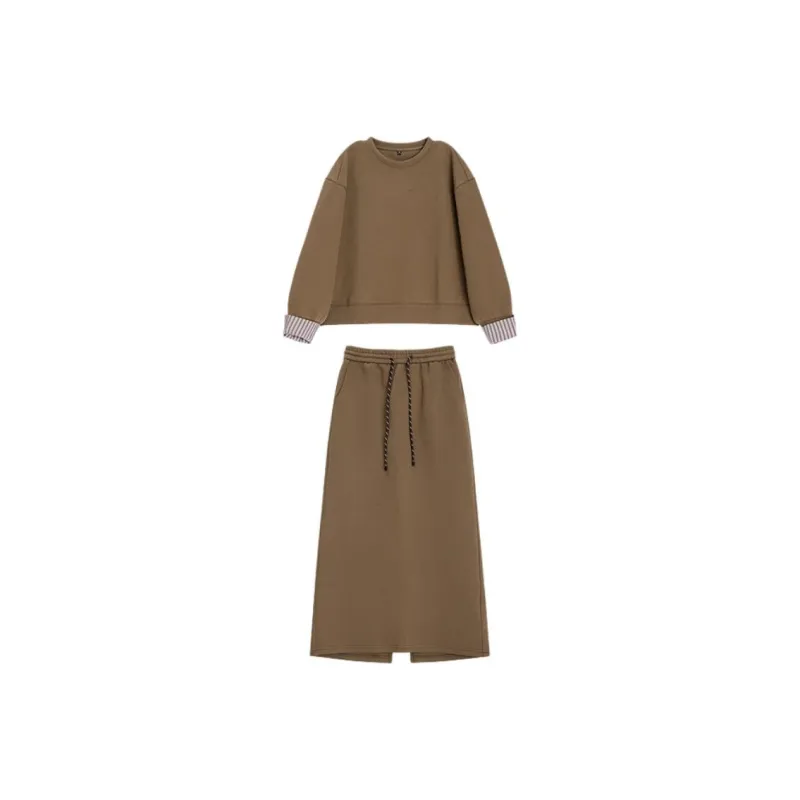 Fragment Skirt Set Women's Dark Coffee-0