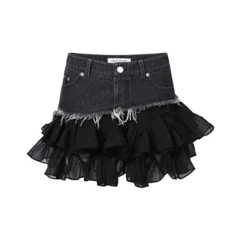 JAC FLEURANT Denim Short Skirts Women's Black