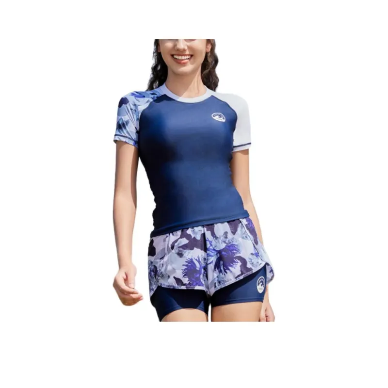 ZOKE Two Piece Swimsuits Women's Dark Blue/White-0