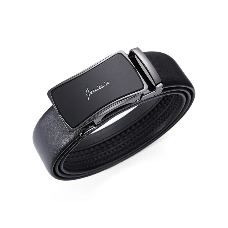 Jeccieziio Cow Leather Belts Men's Gunmetal Width 3.5cm, Writing A Greeting Card, Printing Photos-1