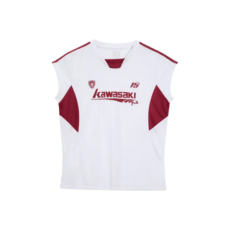 Kawasaki Small Waist Series Badminton Jersey Women's Red And White-0