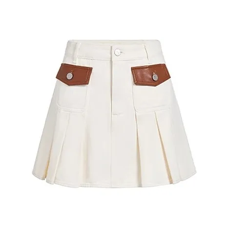 HDFULERN Denim Short Skirts Women's Apricot-0