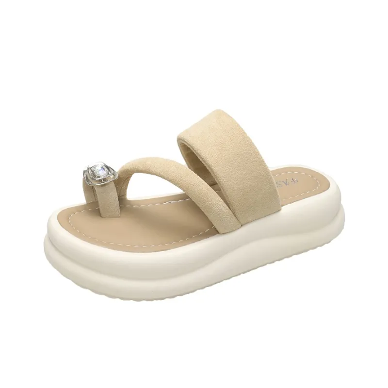 KLAOSD Rubber Sole Rhinestone Odor Resistant Slip Resistant Abrasion Resistant Slide Slippers Women's-0