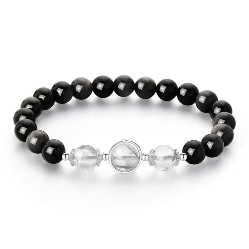Lao Feng Xiang Natural Obsidian Bracelets Unisex-2
