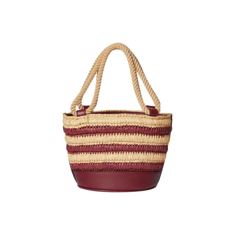 GUCCI Viscose Bucket Bag Handbag Mini Women's Beige & Red-3