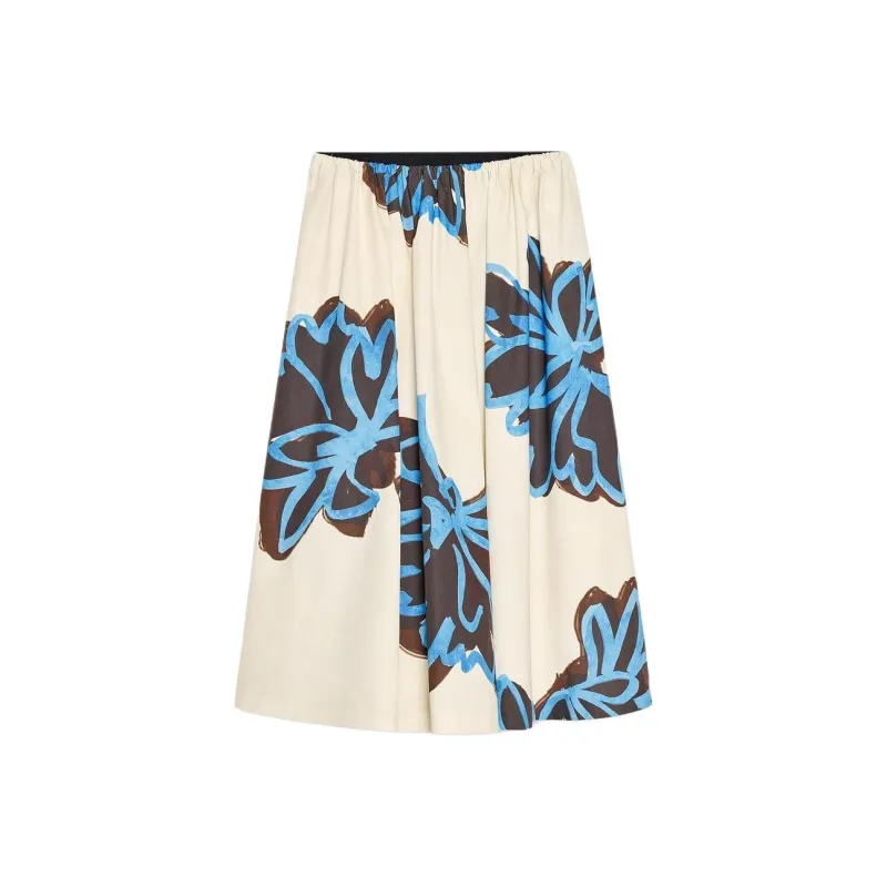 ZARA ZW Series Casual Long Skirts Women's Nude/Blue-0