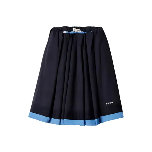 MIU MIU Pleated Poplin Skirt 'Azure Blue'