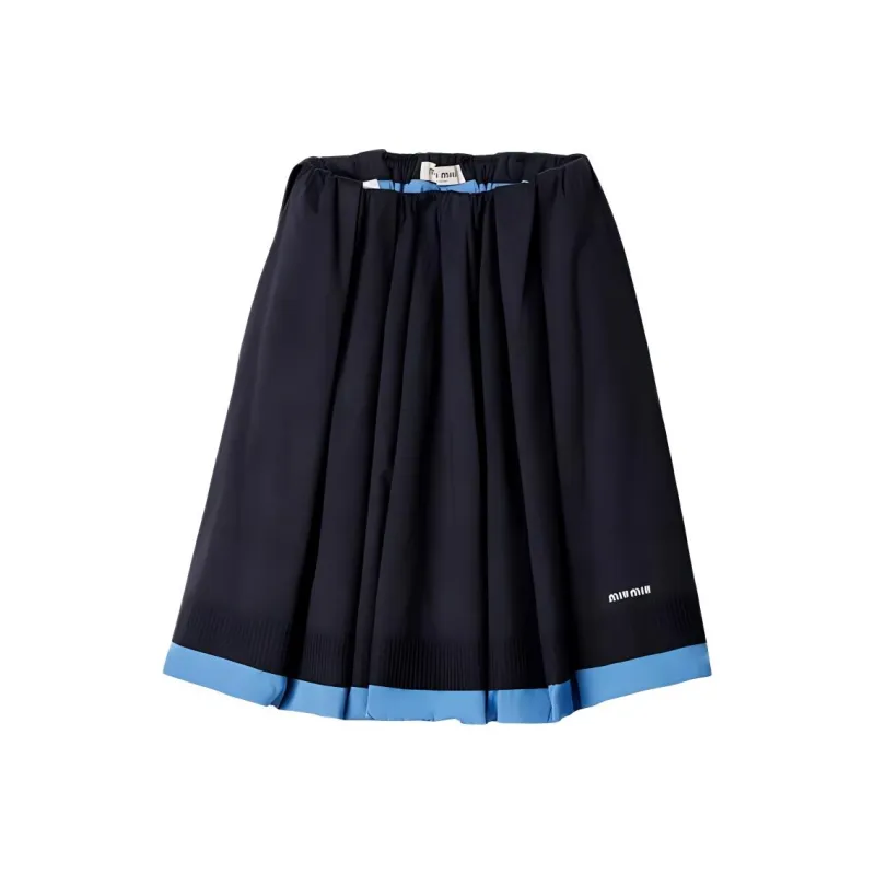 MIU MIU Pleated Poplin Skirt Blu Azzurro-0