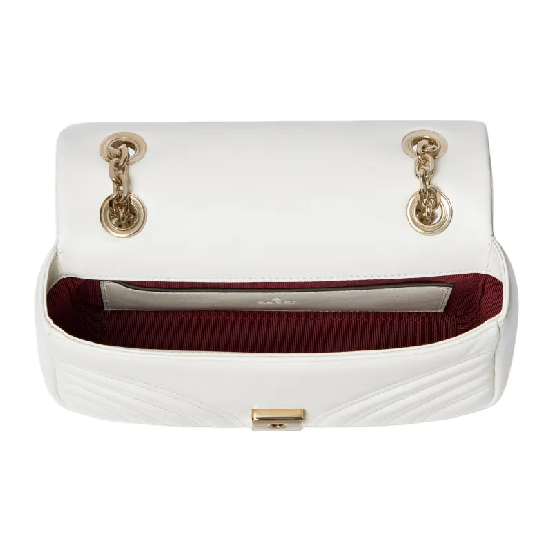 GUCCI GG Marmont Lambskin Shoulder Bag Trumpets Women's White-4