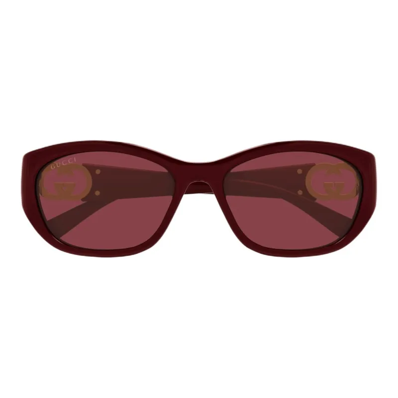 GUCCI Injection Molded Irregular Shape Sunglasses Unisex Red-1