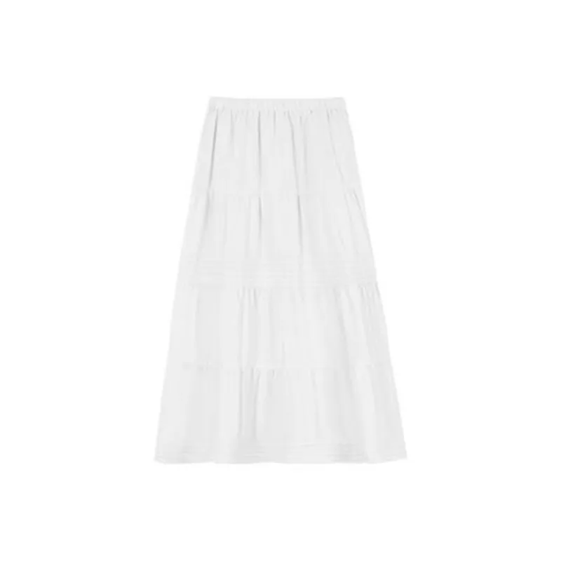PZGE Casual Long Skirts Women's White-0