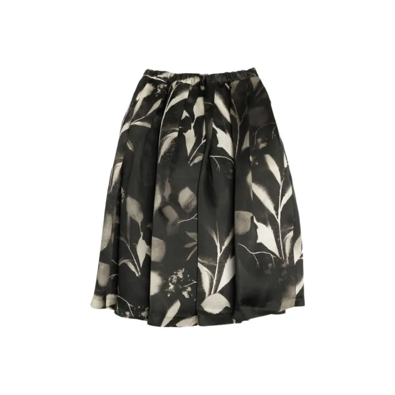 COMME DES GARCONS SHIRT Silk Print Skirt 'Black/Off White'-0