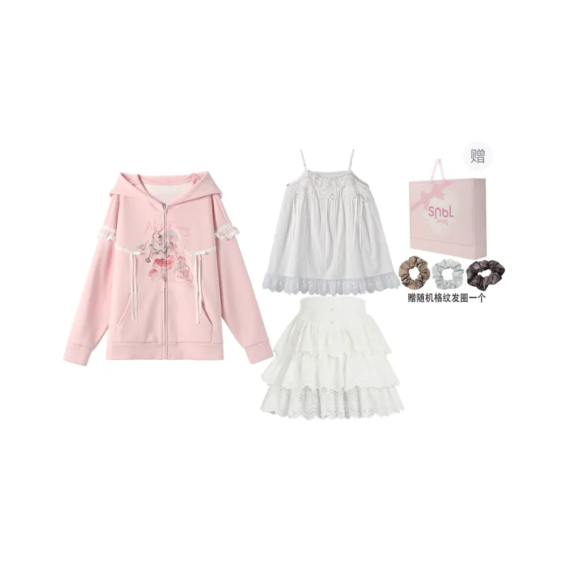 SNBL Two Piece Skirt Sets Women's Coat+Camisole+Skirt-0