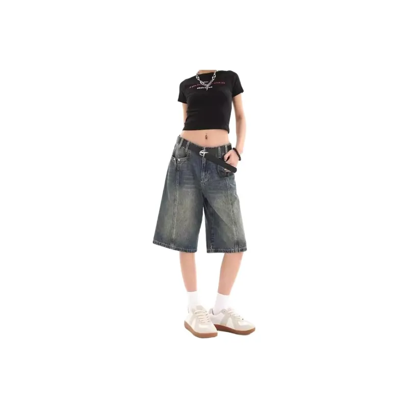 KVIV Denim Shorts Men Vintage Blue -0