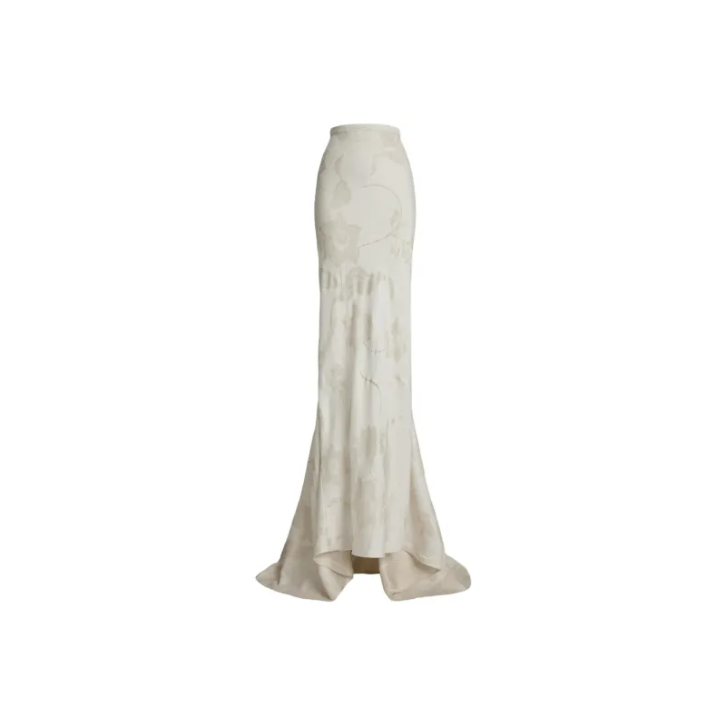 Ralph Lauren Collection Addi Embellished Floral Lamé Maxiskirt Casual Long Skirts Women's Ecru-0