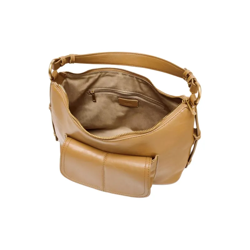 ZARA Artificial Leather Shoulder Bag Medium Size Women's Tan-4