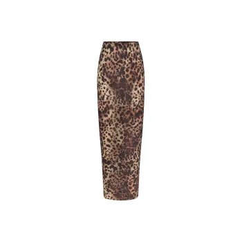 Skims X Dolce&Gabbana Milky Sheer Long Skirt Leopard