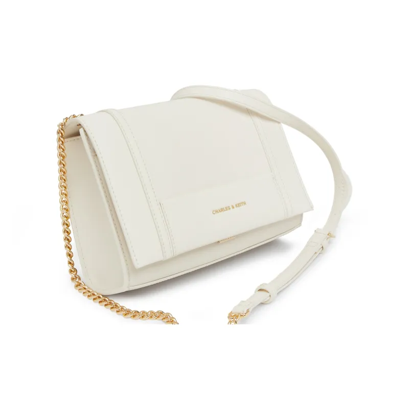 CHARLES&KEITH PU Shoulder Bag Women's Milk White/Tawny-2